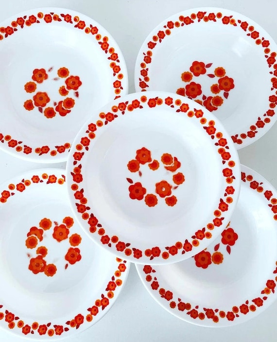 Lot De 6 Assiettes Creuses Arcopal Lotus Vintage 70's - Porcelaine - Comme Neuves