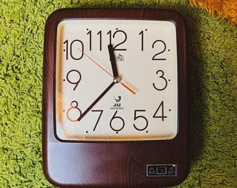 JAZ Vintage 1970s Wall Clock, Dodic Orange Model - Made in France - Space Age Design