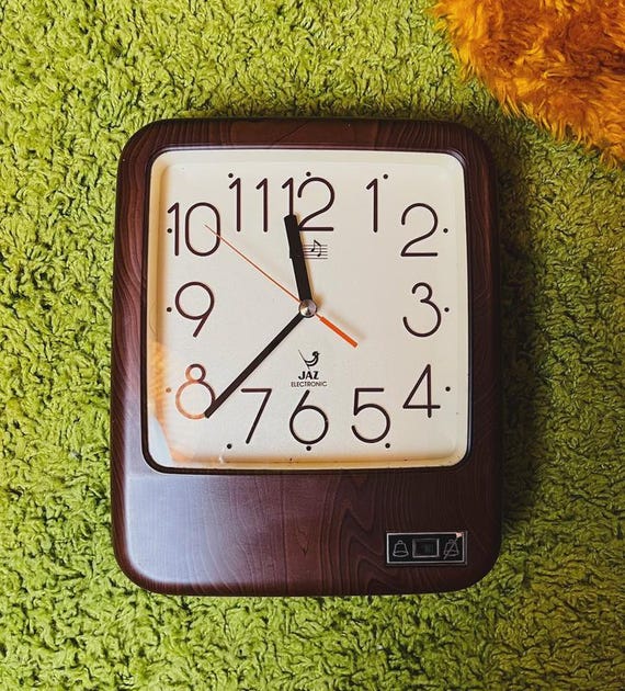 JAZ Vintage 1970s Wall Clock, Dodic Orange Model - Made in France