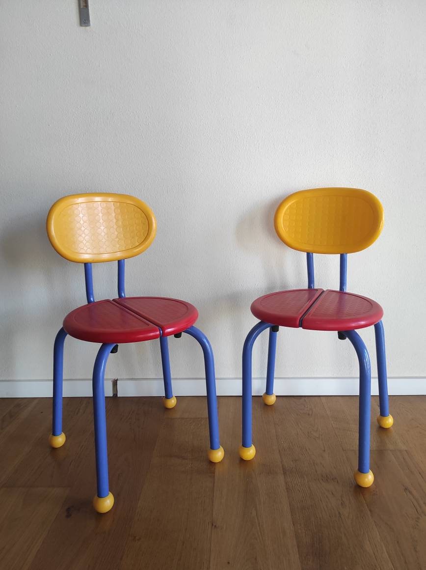 Set of 2 IKEA Memphis Style Chairs - Kids Skandinavian Bureau