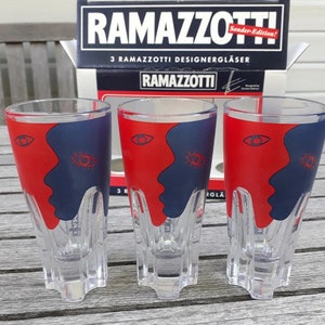 Set of 3 Glass Glasses Liquore Ramazzotti Design by Carsten Kerhein - Vintage Advertising Collection