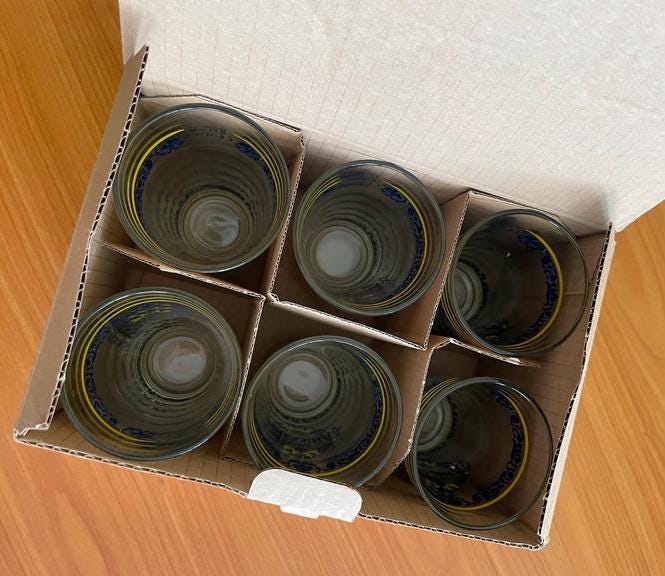 Birra Messina Biergläser-Set – 6 Stück, Je 20 Cl, Handdekoriert Mit Blau-gelbem Design