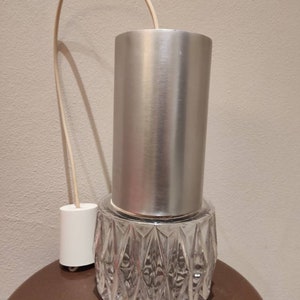 Bur Leuchten chandelier minimalist glass and gray metal top insonant lamp - 1970 Made in Germany