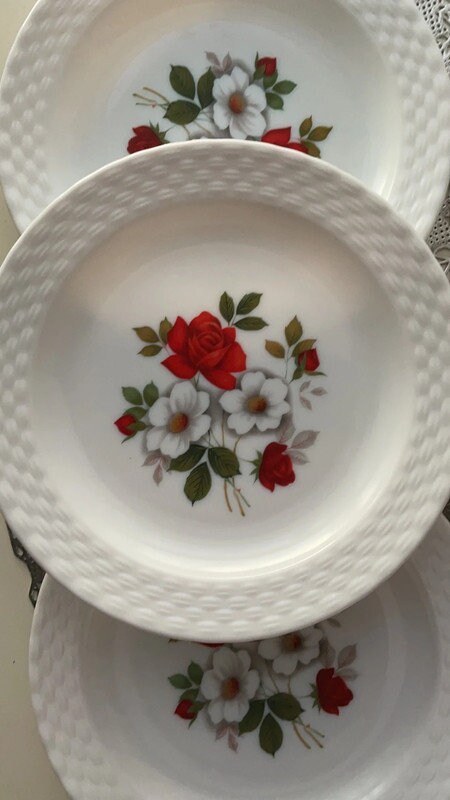 Arcopal 6 Assiettes Dessert Décor Coquelicots Vintage XXème