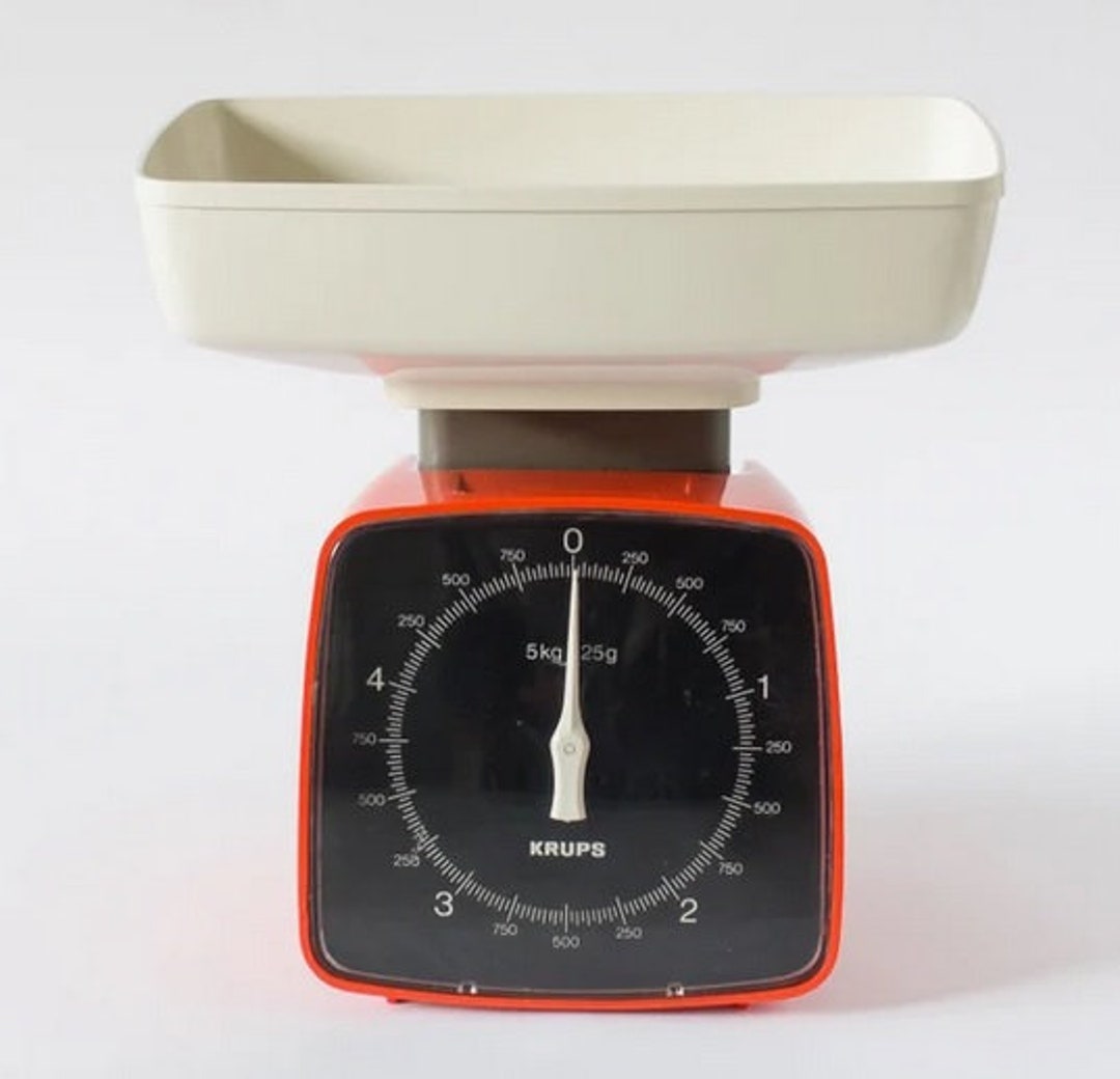 KRUPS Kitchen Scale, 70s, Type 875, Orange, Black, White, Vintage