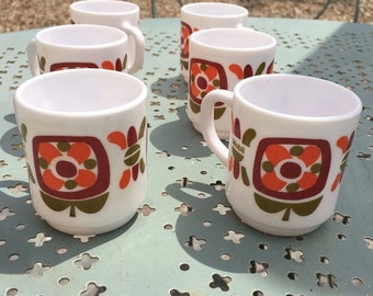 LOT DE 8 anciennes tasses à café arcopal modèle myosotis vintage EUR 16