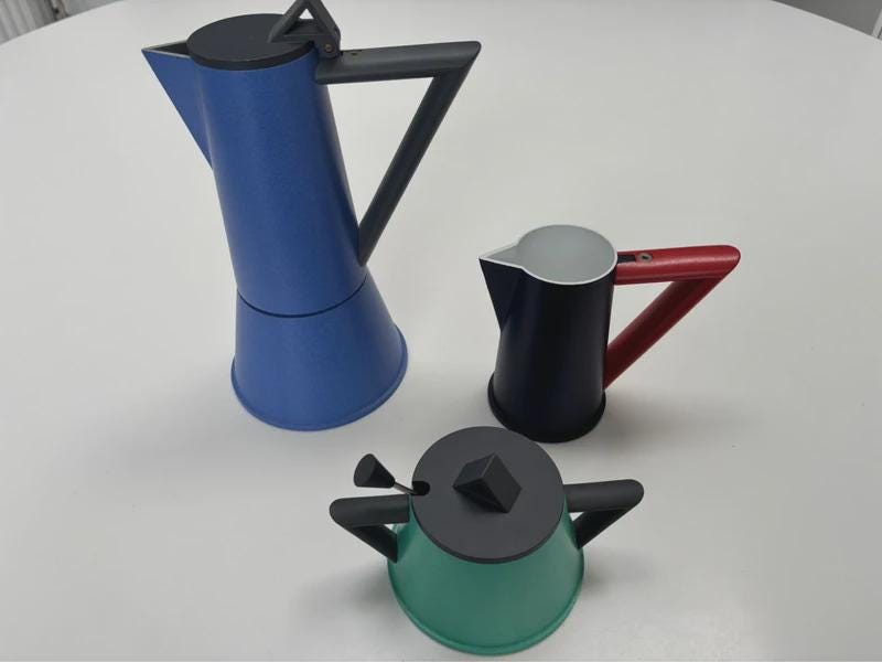 Accademia Coffee Maker, Sugar Bowl, and Carafe Set From the