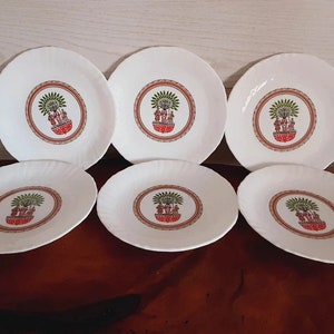 Arcopal Set van 6 vintage dessertborden met Chambourcy-stempel - Made in France