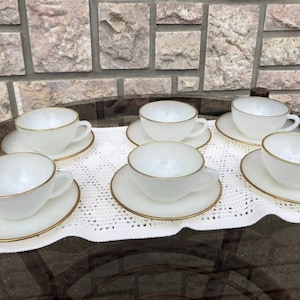 ARCOPAL Arlequin set of 6 coffee cups with saucer Harlequin collection - vintage design 60s Made in France