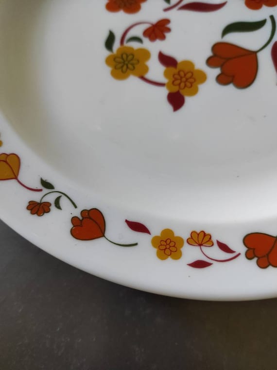 ARCOPAL 6 Dinner Plates Orange Blossom and Tulip Collection