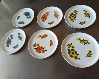 Lot De 6 Assiettes Creuses Arcopal Lotus Vintage – Années 70 – Porcelaine Comme Neuves