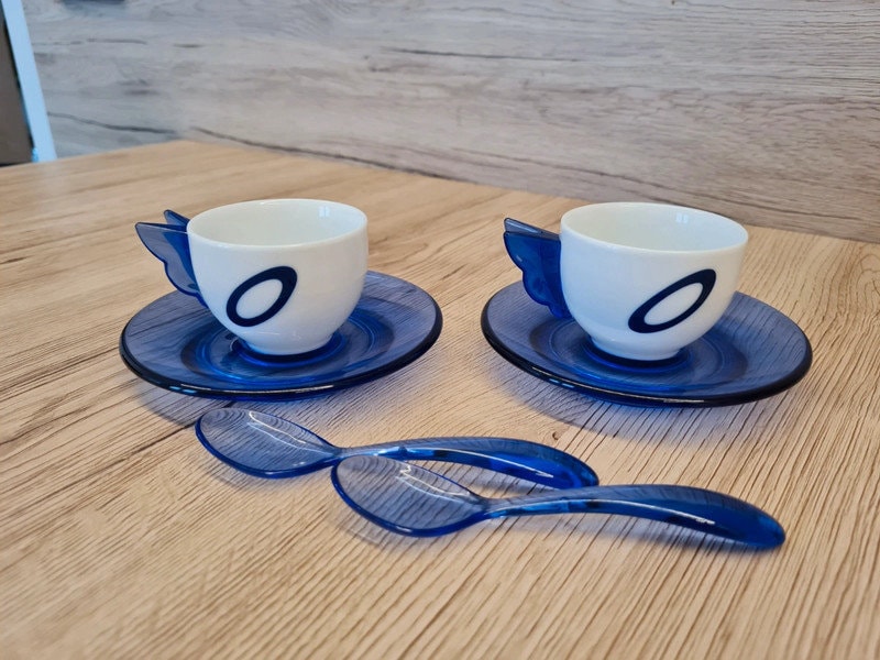 Guzzini - Grace, Set 2 Tazzine Caffè in Porcellana - Grigio Cielo, 25 x 17 x h9 cm - 28740092