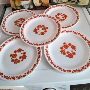 ARCOPAL 5 Lotus collection flat plates - 70s vintage design porcelain