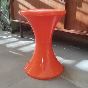 Vintage Tam Tam stool in orange plastic - Made in France