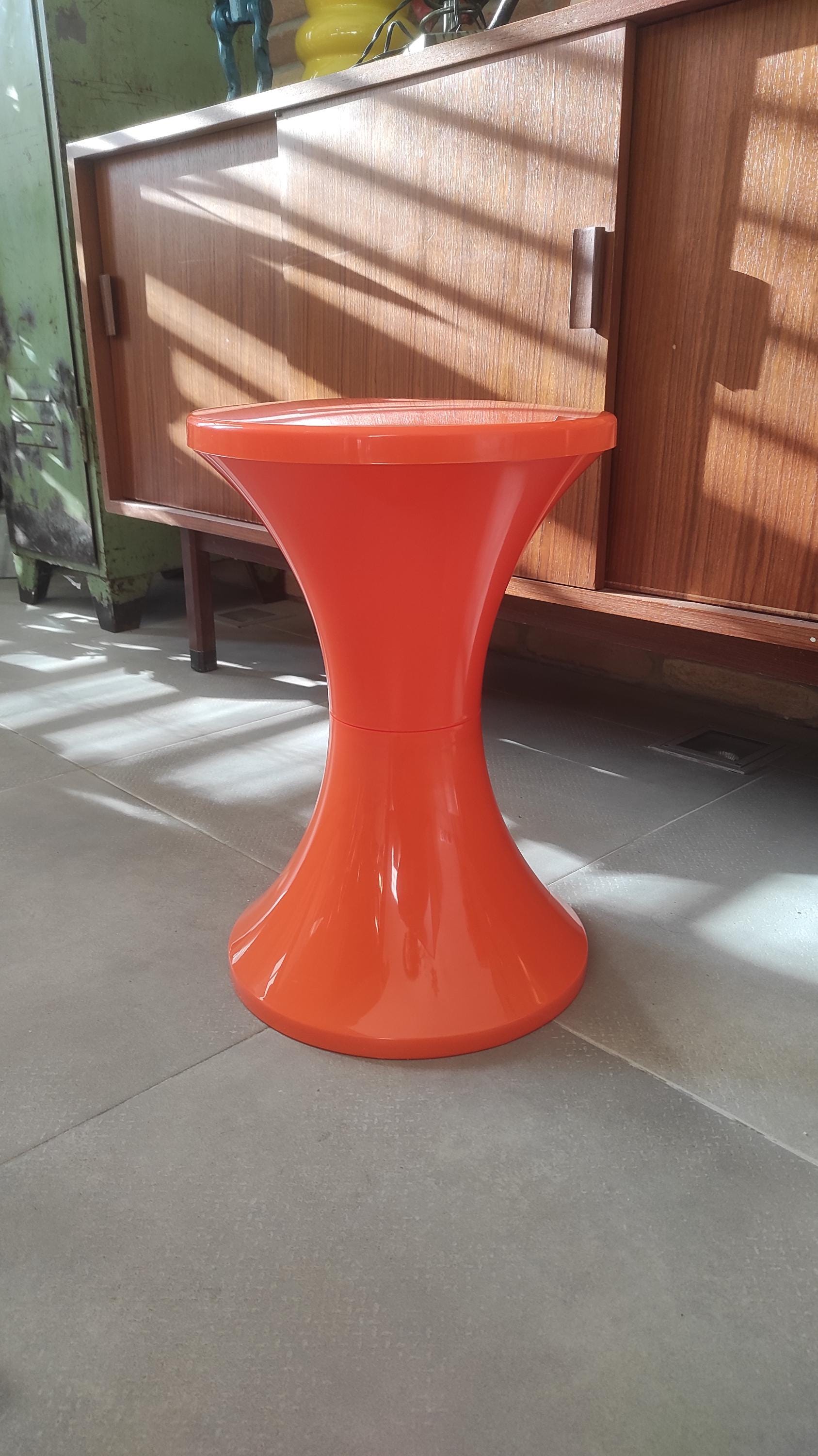 Vintage Tam Tam Stool in Orange Plastic - Made in France - Etsy