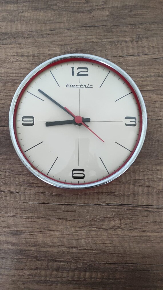 ELECTRIC Orologio da parete vintage anni 1960 in metallo design