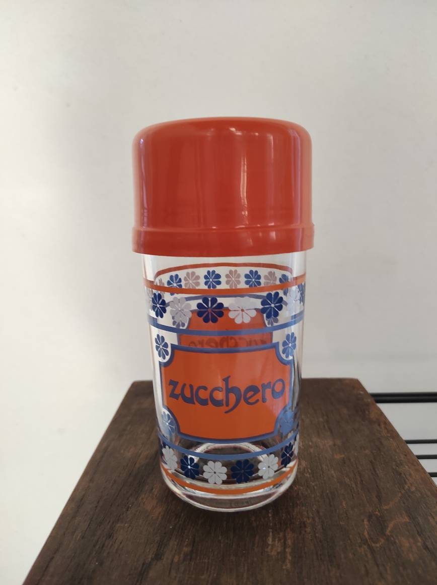 Glass sugar jar - vintage design 70s/80s - Nutella collection container