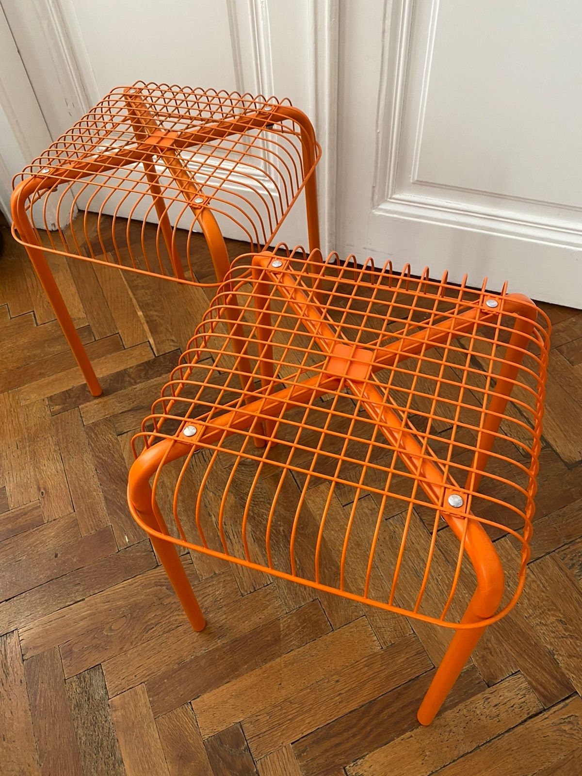 美しいIKEA スツール VASTERON ライン、オレンジ色 - 1990 年代
