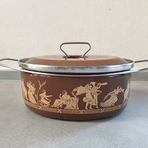 SILTAL Saucepan diseño soldados romanos - diseño vintage años 70 - metal esmaltado Made in Italy