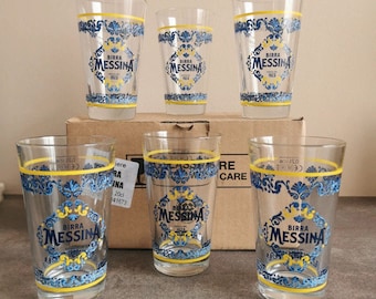 MESSINA beer set of 6 glasses Cristalli di Sale collection 20cl - Made in Italy design