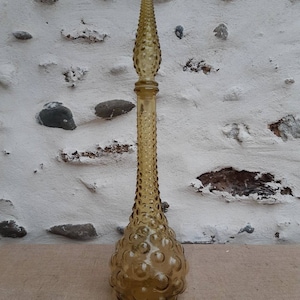 Decorative bottle Empoli smoked glass with bubbles - vintage design 50/60s Made in Italy