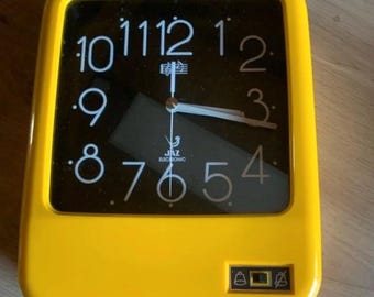 JAZ Vintage Wall Clock 1970s, Dodic Orange Model - Made in France - Space Age Design