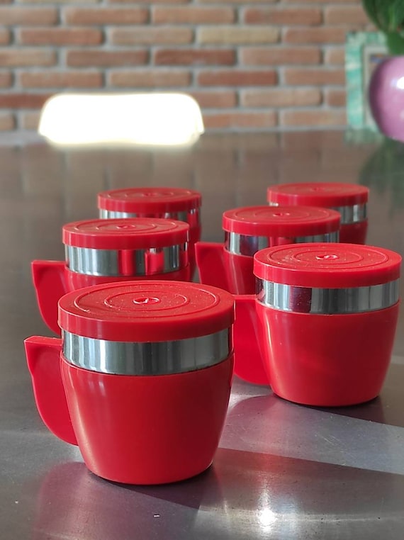 Set of 6 INOXRIV Thermos Cups With Lids - Vintage Design Made in Italy -  Plastic and Steel 1970/1980 - Etsy