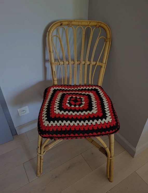 Coussin vintage Granny - en crochet année 70 - Décoration