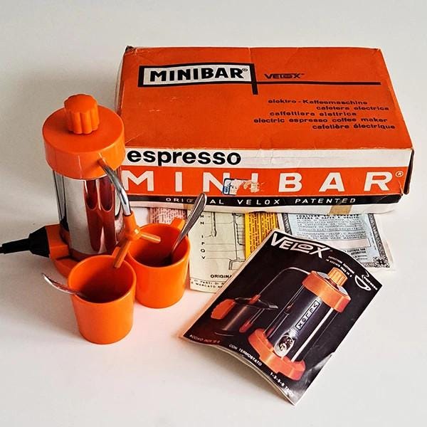 MINIBAR Velox Car Coffee Maker - Vintage 1970s Design Made in