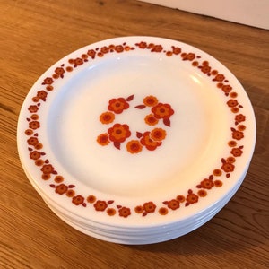 ARCOPAL 5 Assiettes à dessert collection Lotus - porcelaine vintage design années 70