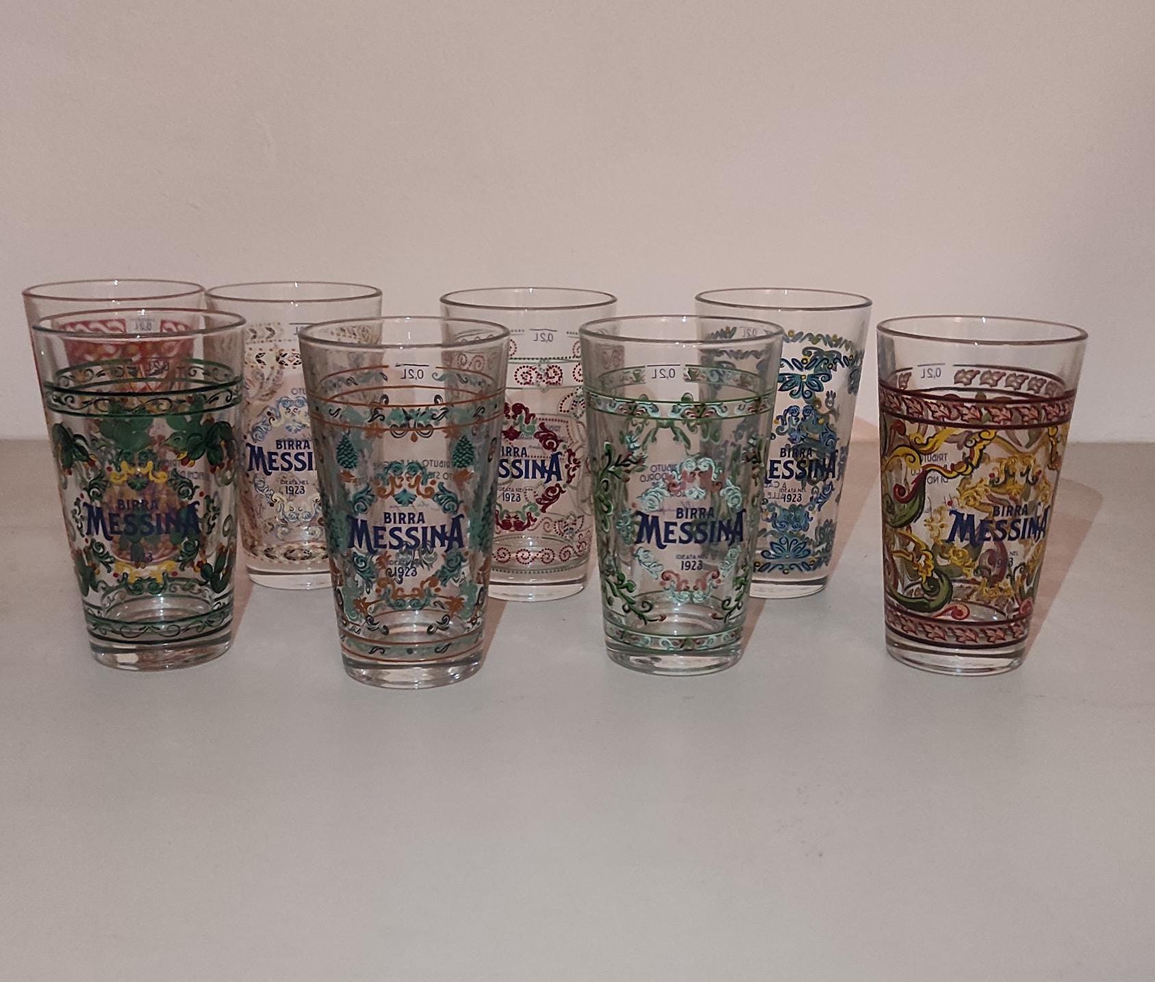 Messina Beer Set of 8 Glasses, Sicilian City Collection - Made in Italy Design