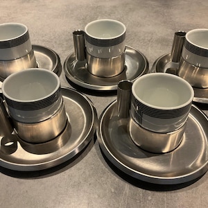 Morinox Set of 5 espresso coffee cups - vintage design from the 1980s Made in Italy - in abs