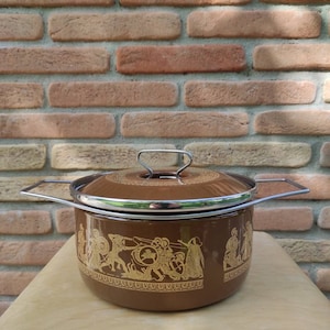 SILTAL Saucepan diseño soldados romanos - diseño vintage años 70 - metal esmaltado Made in Italy