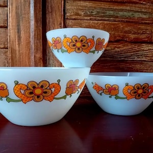 Vintage SCHOTT MAINZ JENA Glass 3 Salad Bowls - Modernism Germany 70s