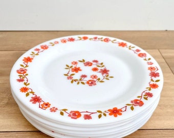 Lot de 4 assiettes creuses arcopal Scania fleurs années 70 vintage - Arts de la table