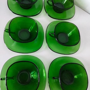6 coupelles dessert verre Vereco couleur ambrée France