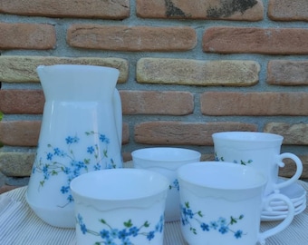 Lot de 7 verres vintage Myosotis – Style Arcopal Veronica / Luminarc - Arts de la table