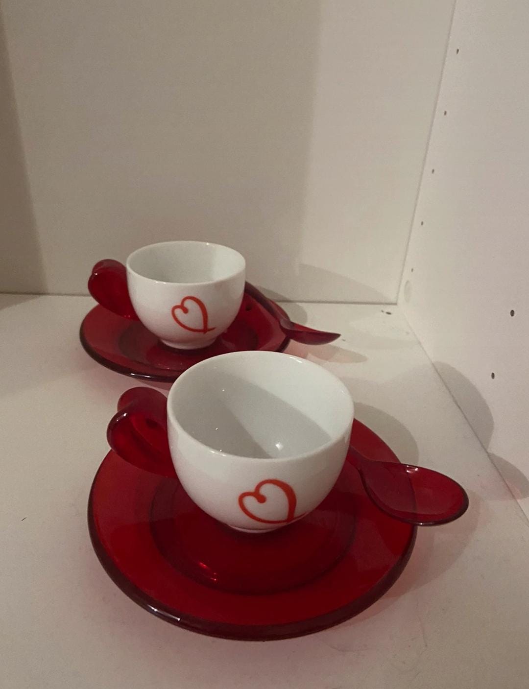 GUZZINI Set of 2 Coffee Cups and Saucers - Love Line - Designed by