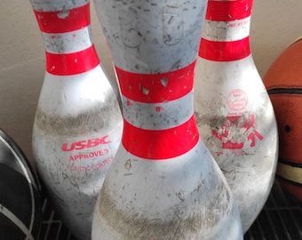 WIBC プラスチックコーティング ボウリングピン 3 ボウリング スキットルズ USBC 承認 - WIBC ABC 承認 - ヴィンテージ