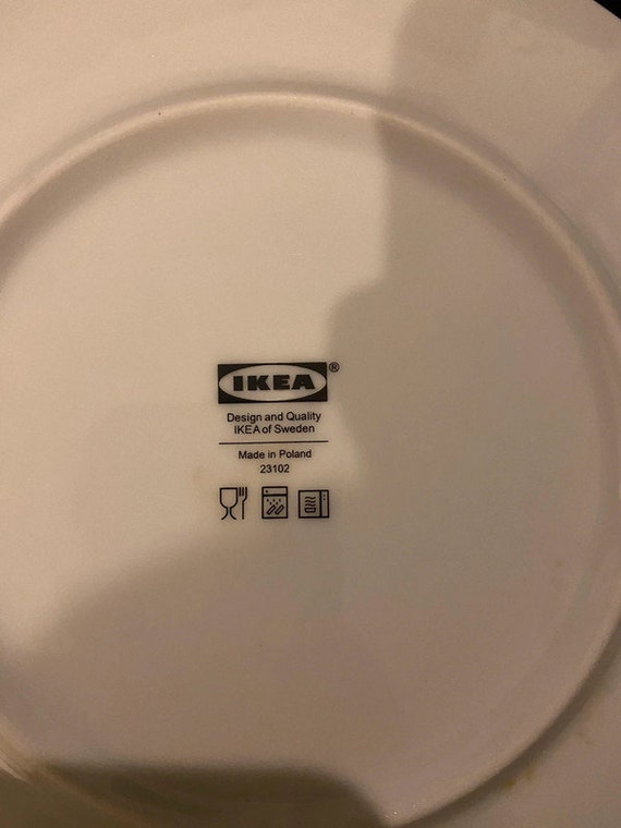 IKEA Large and Small Plate 23102 Glodande Black Eyes Yellow Moon