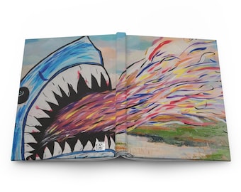 Diario de tapa dura Matte Shark Rainbow