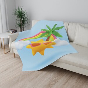 Sherpa Blanket Sun Rainbow Blue Sky
