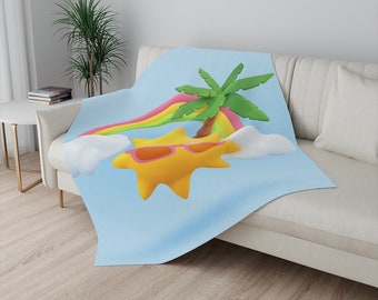 Manta Sherpa Sol Arco Iris Cielo Azul