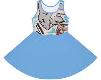 Vestido de sol sin mangas para niñas (AOP) Shark Pizza Girl