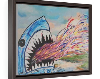 Galería Envolturas de lienzo, Marco horizontal Shark Painting Print