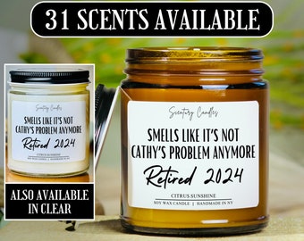 Personalized Retirement Gift Candle: 9oz Soy Wax Candle