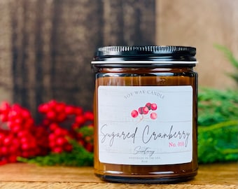 Handmade Christmas Soy Candle: Holiday Scented Amber Jar