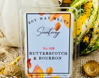 Butterscotch And Bourbon Wax Melts - Fall Scented Wax Melts - Strong Scented Wax Melts - Soy Wax Melt - Wax Tarts - Autumn Wax Melts - 3oz