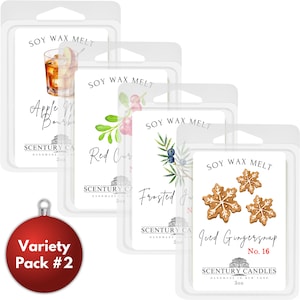 Christmas Wax Melts Variety 4 Pack, Strong Scented Holiday Winter Xmas Scents, Soy Wax Melt Cubes, Wax Melts for Warmer