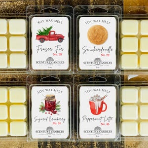 Christmas Wax Melts Variety 4 Pack, Strong Scented Holiday Winter Xmas Scents, Soy Wax Melt Cubes, Wax Melts for Warmer